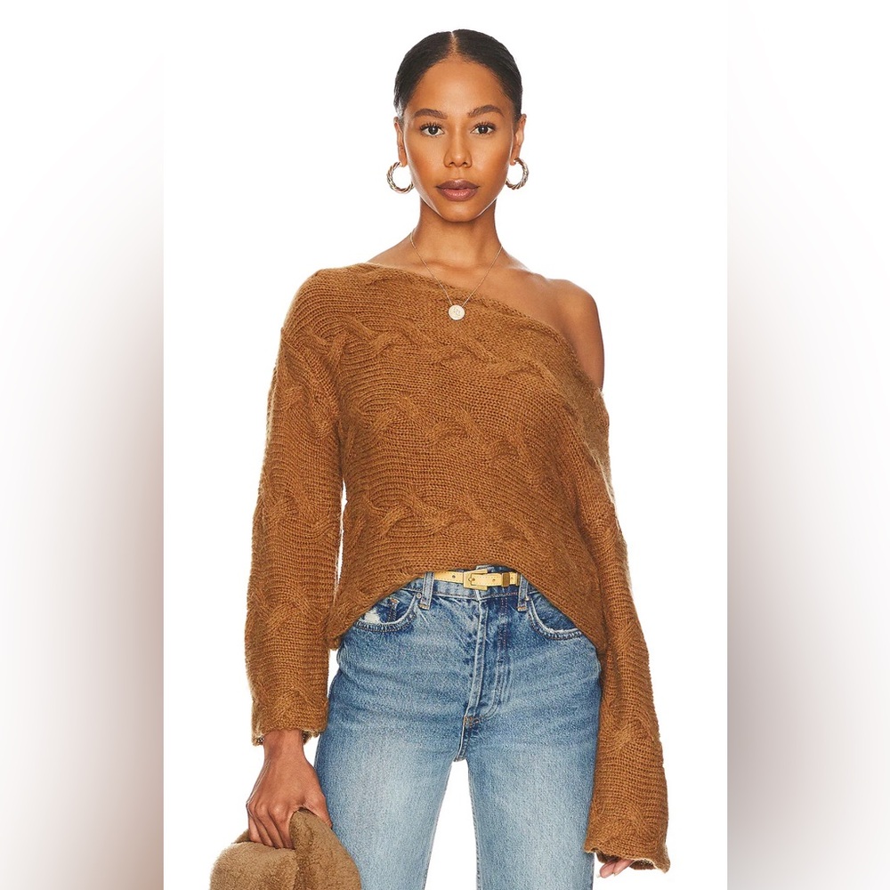 House of Harlow 1960  x REVOLVE Elaina Braided Sweater in Taupe Size :S NWT